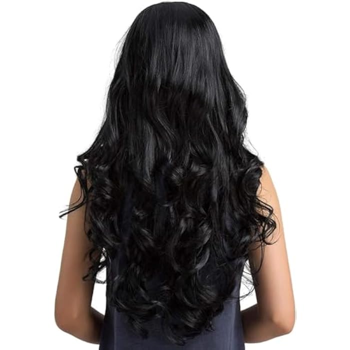 DILLARDS Long Curly Black Synthetic Wigs For Daily Use Heat Resistant - Image 2